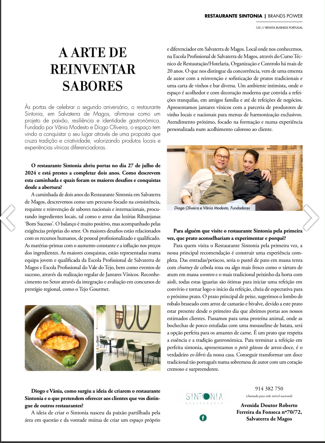 Press release e publicação na imprensa do Restaurante Sintonia